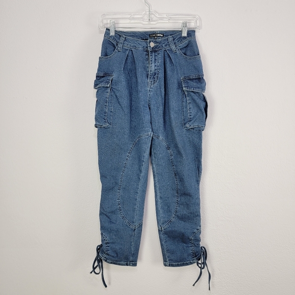 Fashion Nova Denim Flap Pocket Joggers Size XS - Picture 10 of 15